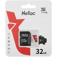 Карта памяти Micro SecureDigital 32GB Netac P500 ECO <NT02P500ECO-032G-R>  (с SD адаптером) в Ставрополе, доставка, гарантия.