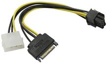 ORIENT C578, Переходник питания для PCI-Ex видеокарт Molex 4pin (M) + SATA 15pin (M) -> 8pin (6pin+2 в Ставрополе, доставка, гарантия.